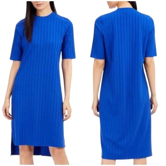 Eileen‎ Fisher Ribbed Mockneck Dress Royal Blue - Picture 1 of 5